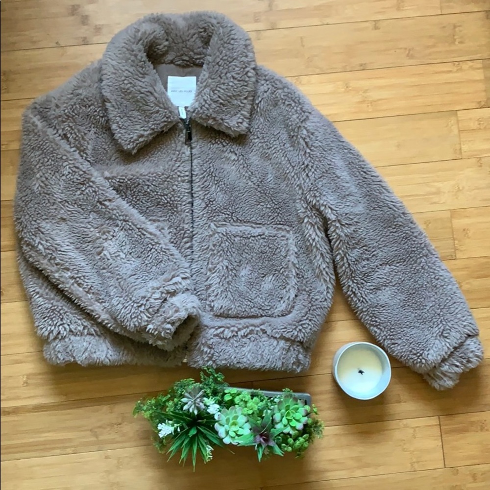 Avec Les Filles Faux Fur Cropped Bomber Jacket